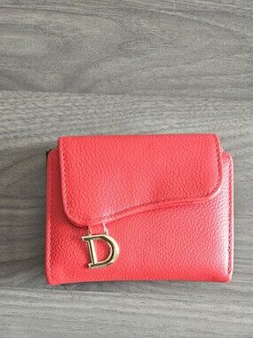 Dior Red Saddle Bloom Card Holder with Gold D Charm
